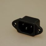 IEC-connector, mounted horizontally Male